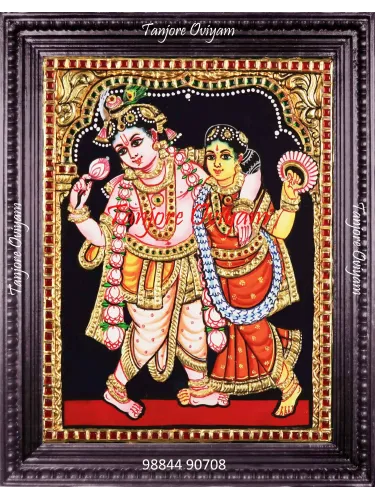 Dancing Radha Krishna Tanjore Painting